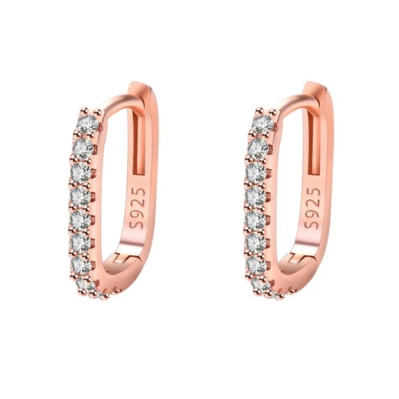 Jewelry - 925 Sterling Silver Crystal Hoop Earrings